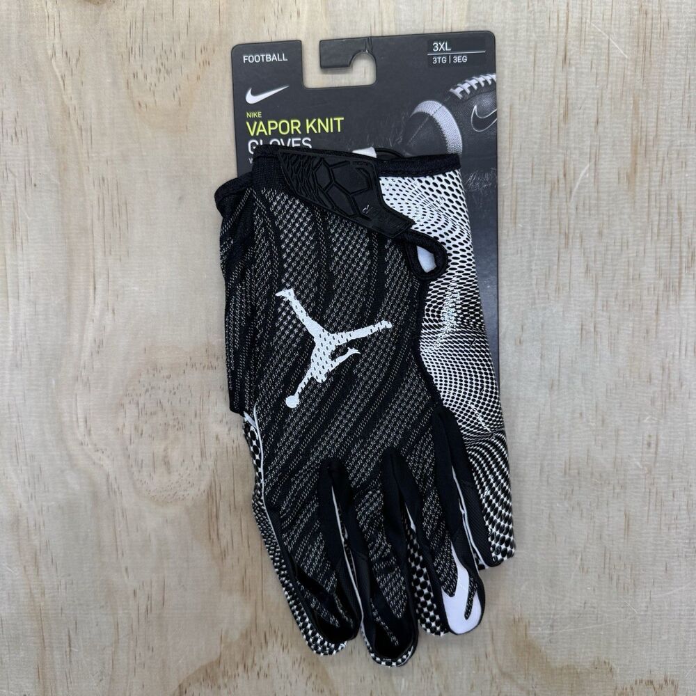 NEW Jordan Vapor Knit Football Gloves Black NFL Logo Sz 3XL CK3017-091